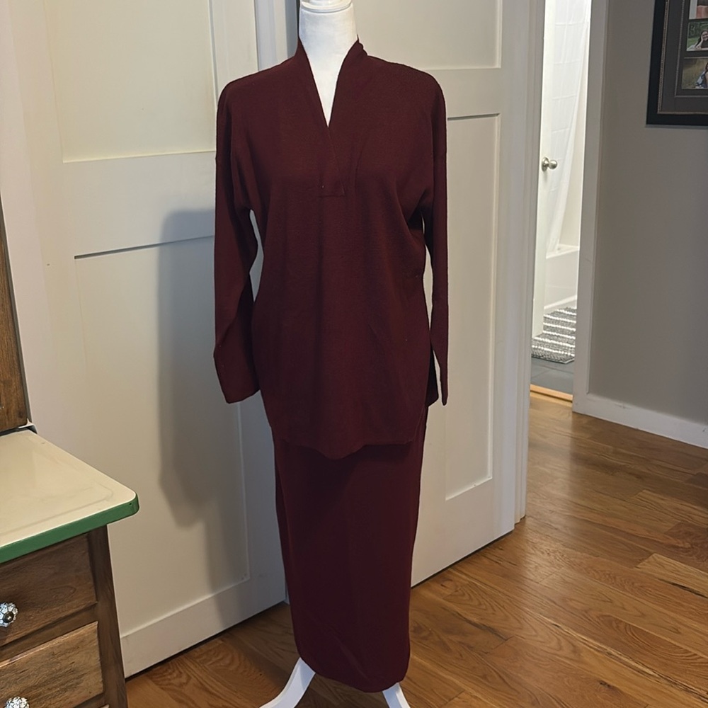 Vintage early 1990s Vittadini Sport 3 piece burgundy knitwear set, sz large